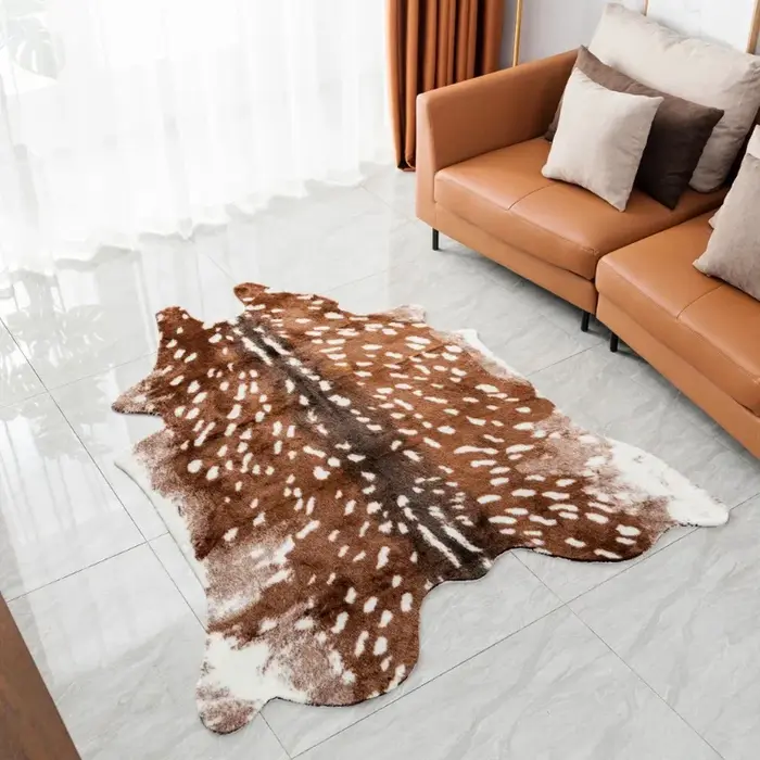 Tapis imprimé léopard simulé cerf, doux et confortable, artificiel, pour salle de bain, chambre à coucher, salon, décoration de la maison