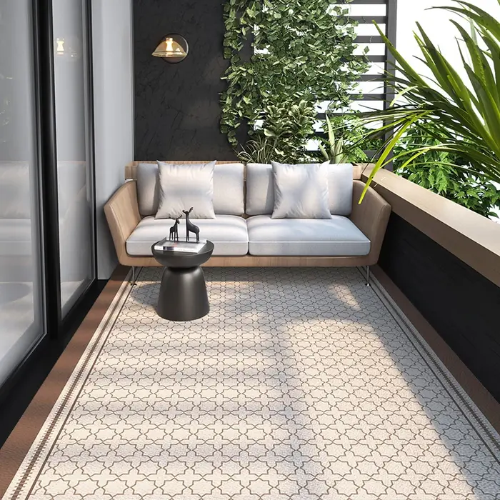 Tapis de balcon extérieur de grande surface en cuir PVC