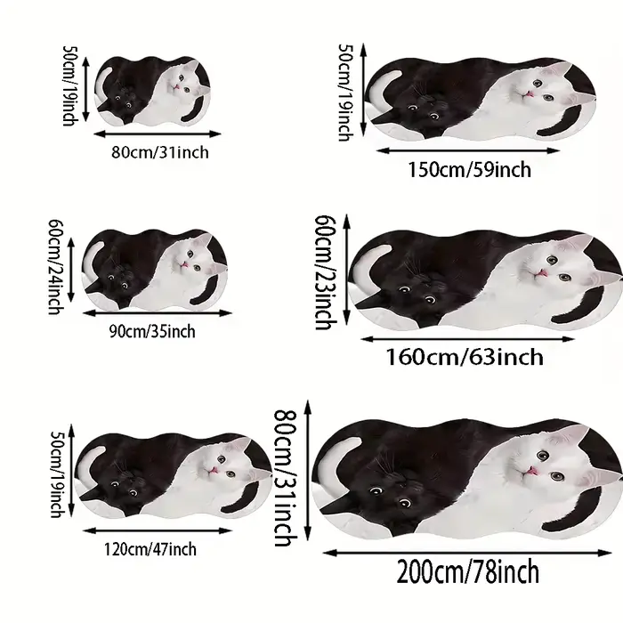 VIKAMA Tapis en velours avec motif de chat mignon et adorable, paillasson d'entrée, tapis pour salon