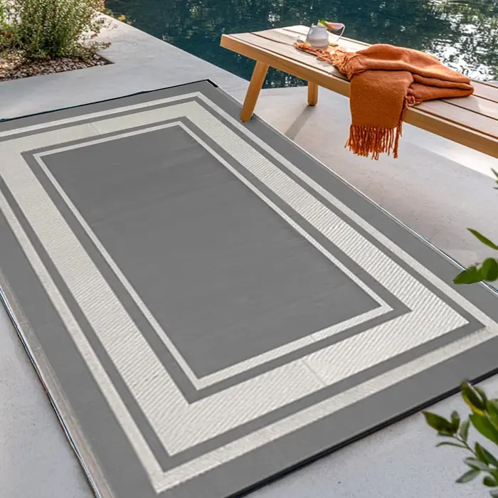 Tapis d'extérieur RURALITY imperméable pour patio, grand tapis en paille plastique pour camping, vér