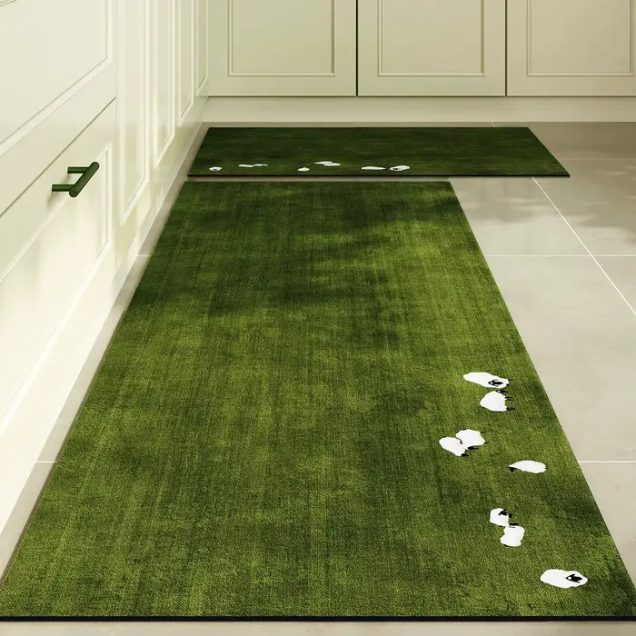 Tapis de chemin à motif d'herbe verte