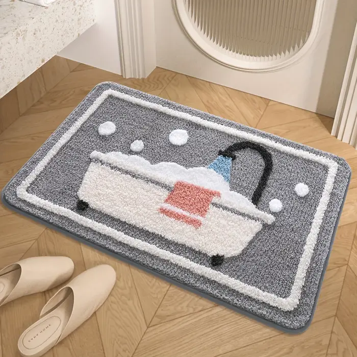 Tapis de bain tricoté antidérapant avec support en TPR