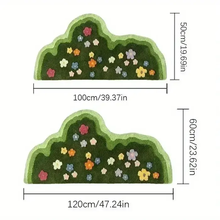 Tapis d'intérieur VIKAMA à motif floral vert irrégulier, tapis moelleux à imprimé floral pour chambr