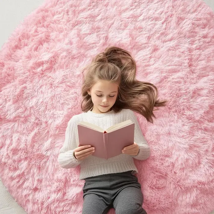 Tapis rond rose VIKAMA