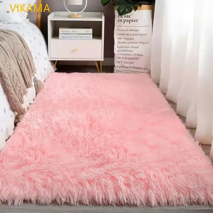 VIKAMA laine de soie couleur unie salon chambre chevet canapé tapis doux maison lumière luxe antidér