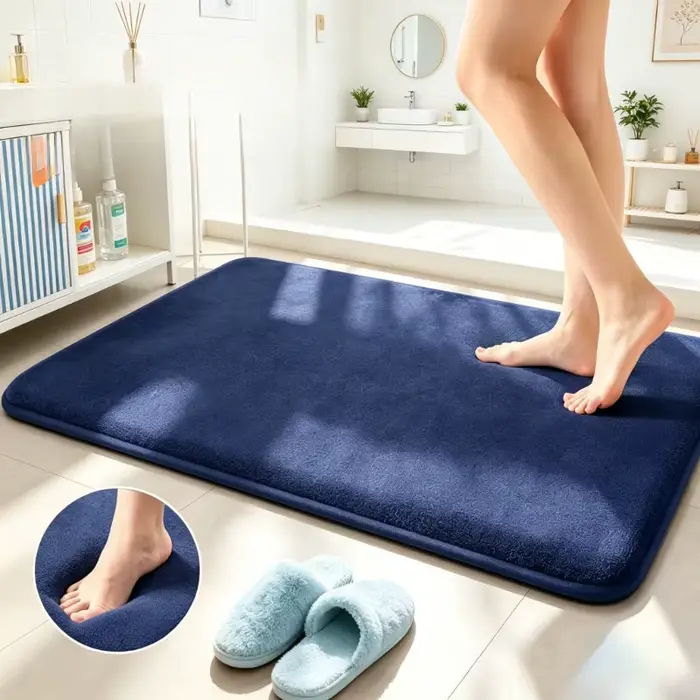 Tapis en velours corail bleu marine 50 × 80 cm