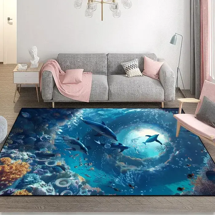 Tapis de Vision 3D de mer, tapis de salon moderne pour chambre d'enfant, jeu rampant