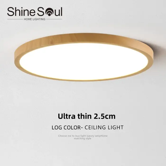 Plafonnier LED circulaire à grain de bois