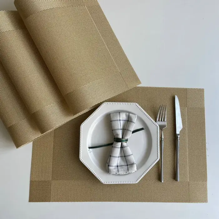 Ensemble de sets de table pour table de cuisine, lavables, faciles à nettoyer, napperon en PVC tissé