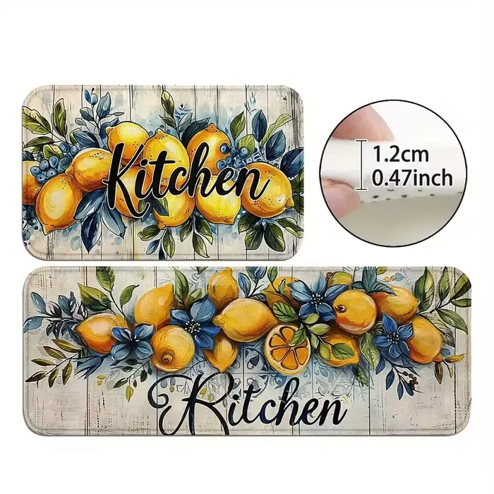 Tapis de cuisine antidérapant au motif citron méditerranéen