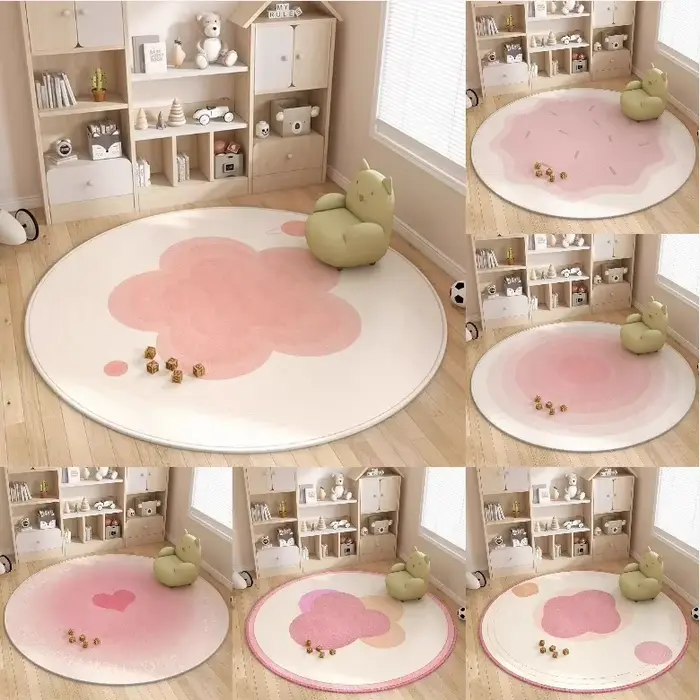 Tapis rond nuage d'enfance heureuse-tapis de chambre d'enfant dégradé rose utilisé pour la décoration de la maison