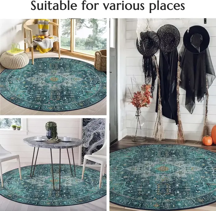 Tapis rond de style vintage avec tapis floral traditionnel