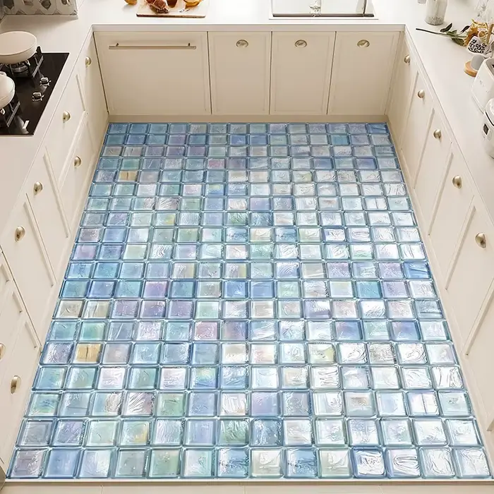 Tapis de cuisine antidérapant, imperméable et résistant à l'huile, Imitation de carreaux, Texture en