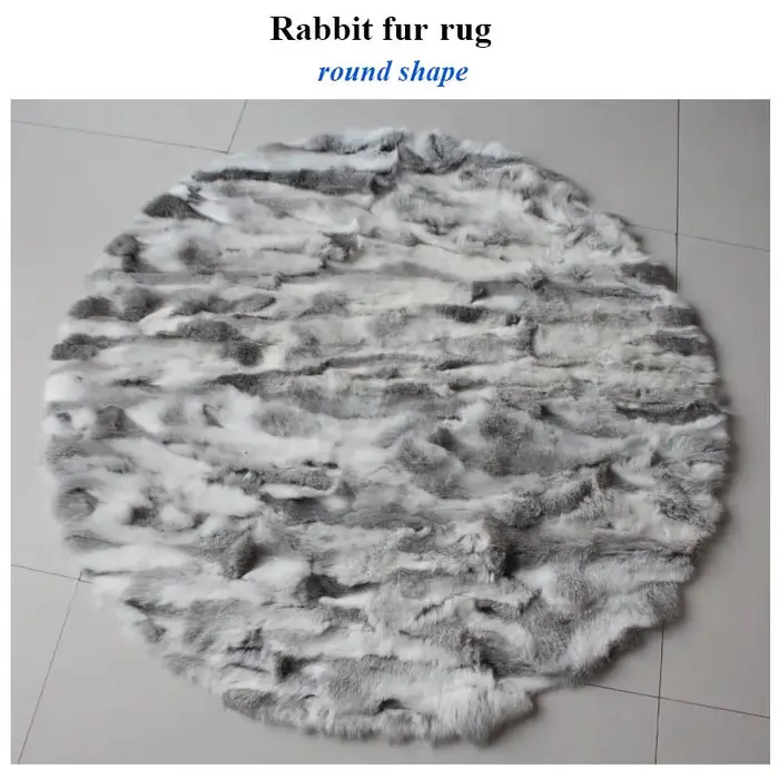 MS.Softex-Tapis en fourrure naturelle pour la maison, tapis en fourrure de lapin véritable de forme 