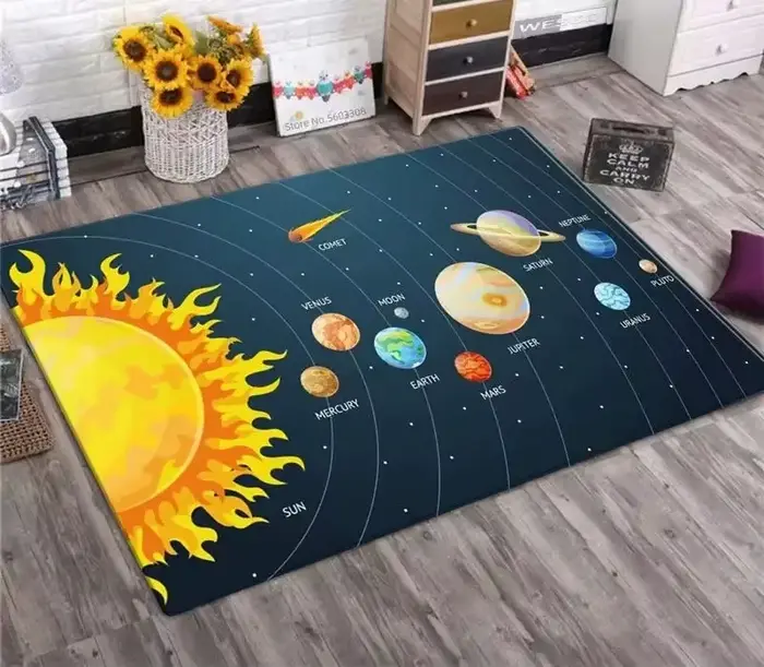 Tapis système solaire Planet Galaxy Design pour salon et chambre d'enfants