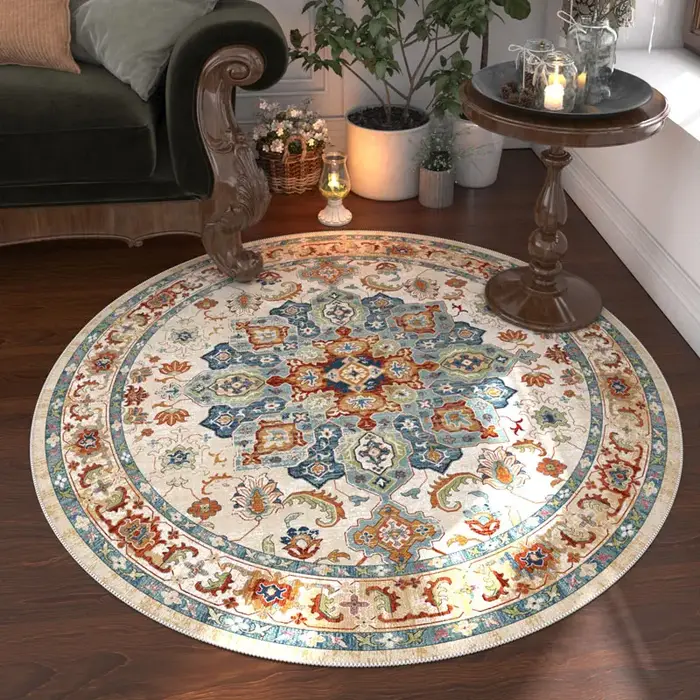 Tapis rond de Style nordique pour décoration de chambre à coucher, tapis rétro américain pour salon,