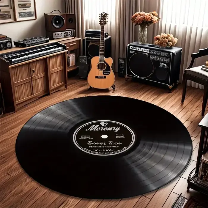 VIKAMA Tapis en vinyle noir confortablement doux et chaud, antidérapant, pour salon, canapé, bureau 