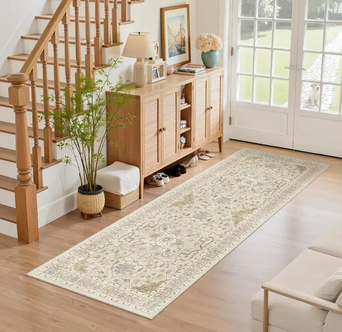 Tapis de sol Long rétro Boho, antidérapant, résistant à l'usure, pour couloir, chambre à coucher, sa