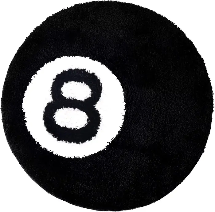 VIKAMA – tapis doux à 8 balles, blanc et noir, esthétique Cool, lavable en Machine, pour chambre à c
