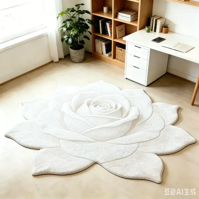 Tapis de style français pour salon, tapis moelleux et doux pour chevet, tapis en forme de fleur pour