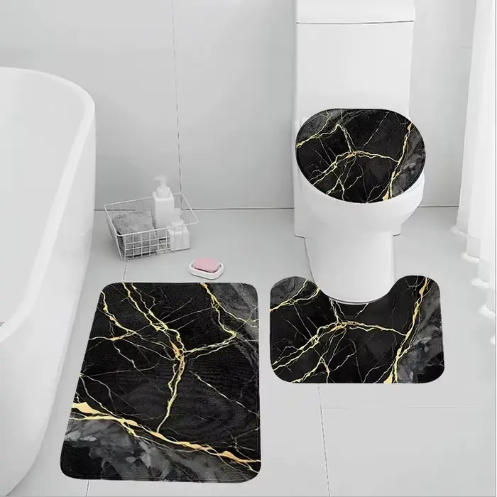 Ensemble de tapis de bain en marbre doré VIKAMA