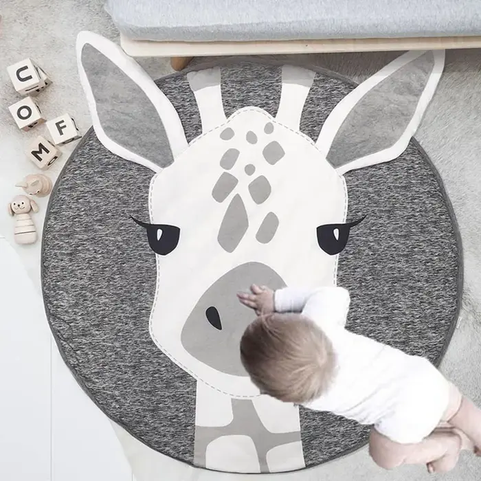 Tapis pour bébé, couverture de ramper pour nourrissons, tapis de jeu en coton, tapis rond à motif d'animaux de dessin animé, tapis de sol pour chambre d'enfant, accessoires de photographie pour nouvea