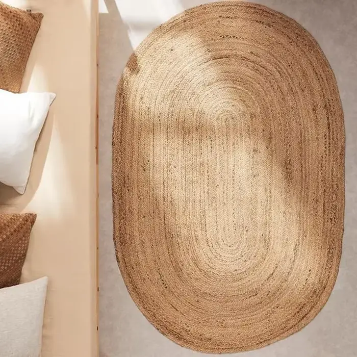 Tapis pour salon en Jute pur naturel tissé à la main sans colle