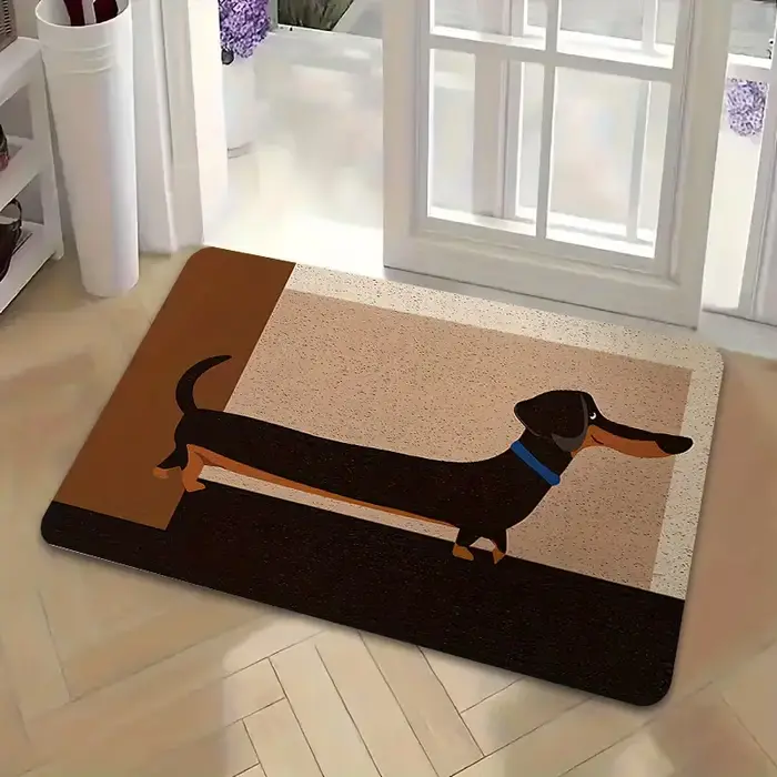 Un adorable tapis de bienvenue en forme de teckel brun ou noir, doux et moelleux pour le porche, la