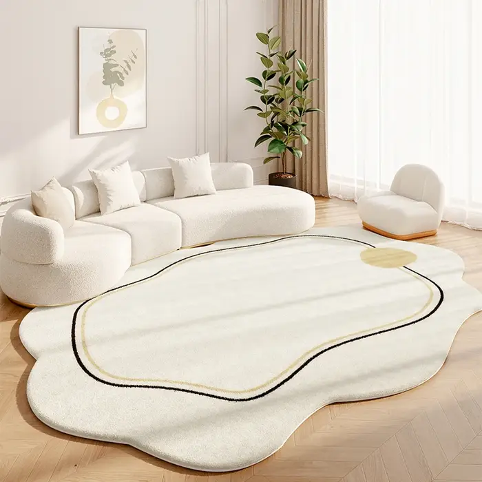 Tapis de sol de Style crème pour chambre à coucher, tapis d'étude doux et moelleux, formes irréguliè