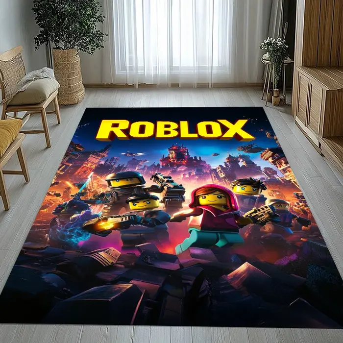 Tapis de salon antidérapant à thème de dessin animé Game R-Robloxs