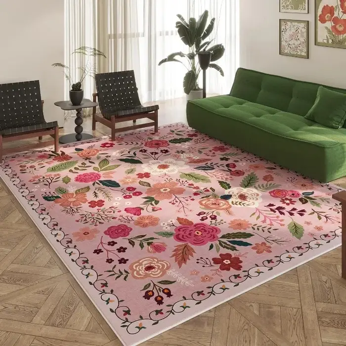 Tapis pour salon rétro Floral grande surface