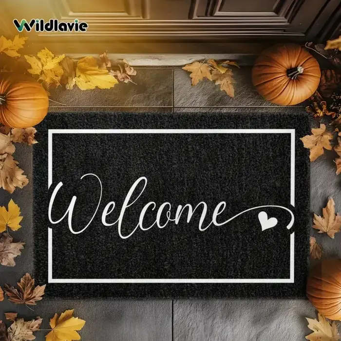 Tapis d'entrée VIKAMA - Noir, tapis de sol résistant aux taches et durable, tapis de salle de bain e