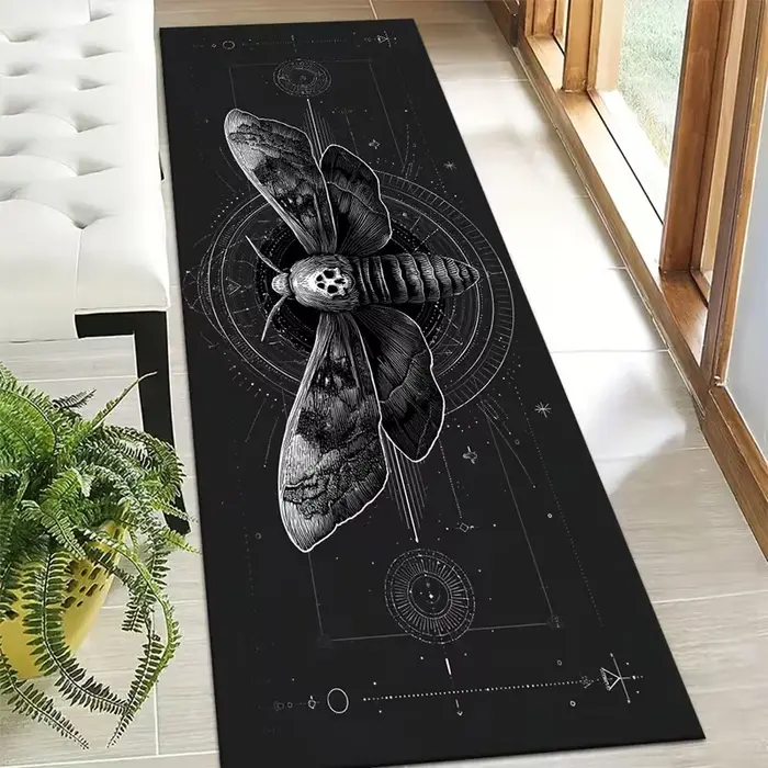 Tapis de couloir de luxe Art Nouveau motif paon, élégant tapis long pour le sol, inspiré de l'Art Déco exotique, tapis doux et absorbant pour couloir
