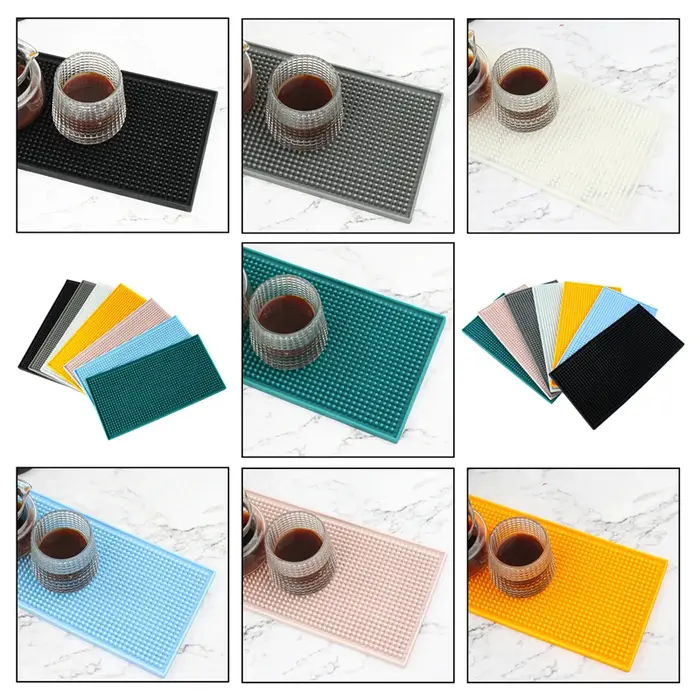 Tapis de bar en silicone durable et élégant pour déversements de café et de séchage du verre – Parfait pour les bars