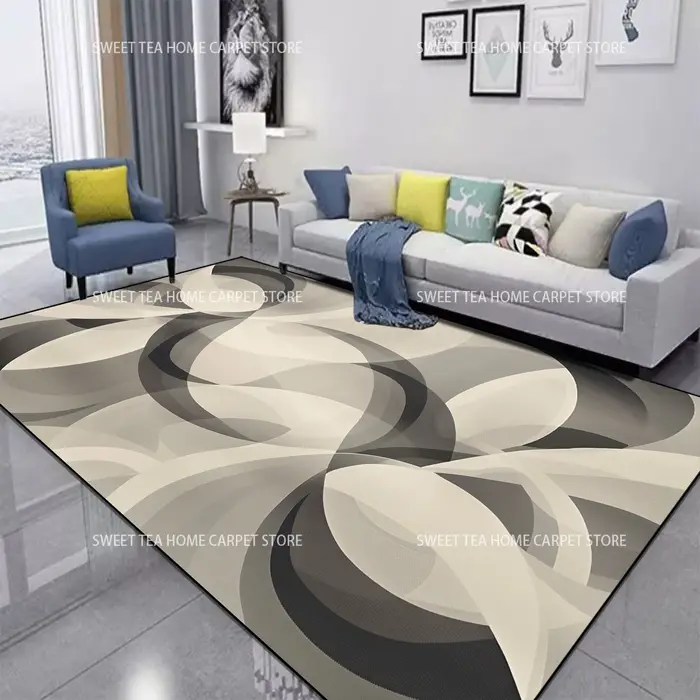 Tapis abstrait rouge et noir pour salon