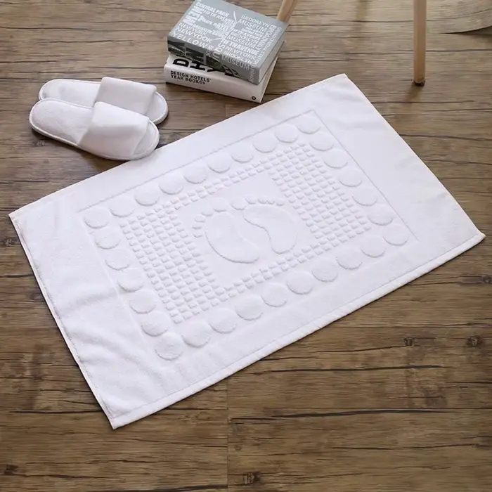 Tapis de bain en coton absorbant l'eau non ald, serviette de sol blanche, pavé, pied, parten, hôtel,