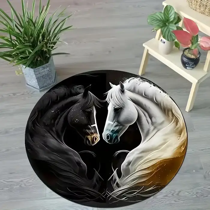 Tapis ronds imprimés cheval