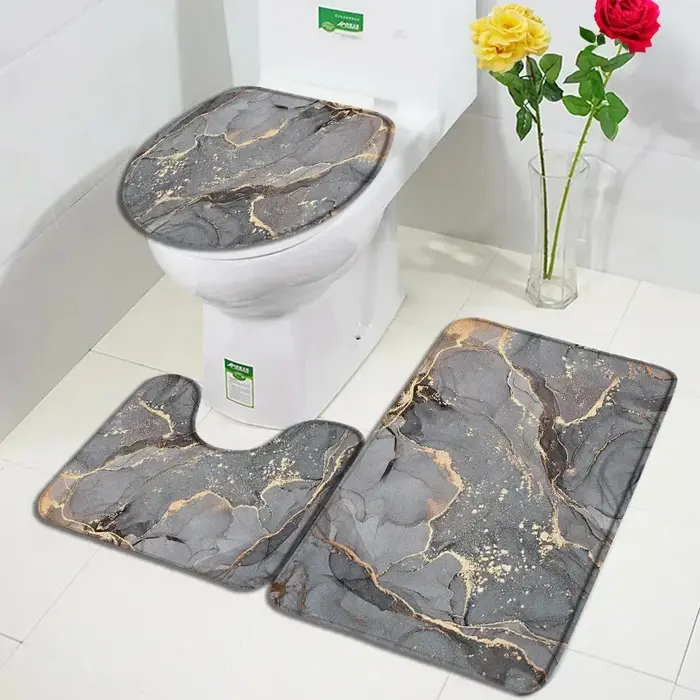 Ensembles de tapis de bain en marbre abstrait