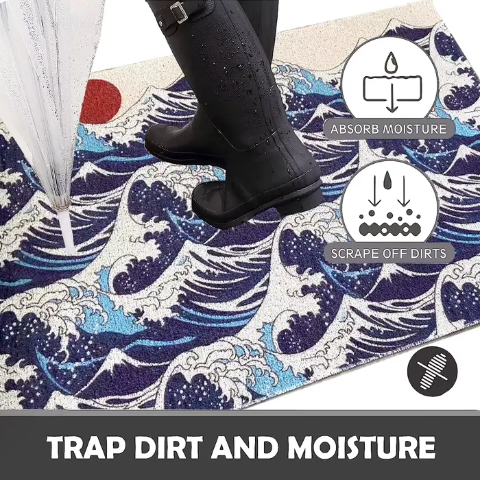 Tapis lavable en caoutchouc, antidérapant, pour couloir, paillasson ondulé, imperméable, facile à nettoyer, pour entrée, résistant à la saleté