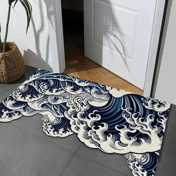 VIKAMA Tapis décoratif japonais Great Wave Art