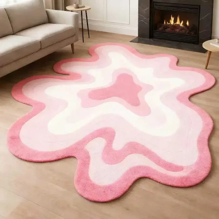 Tapis en peluche texturé abstrait VIKAMA Dopamine