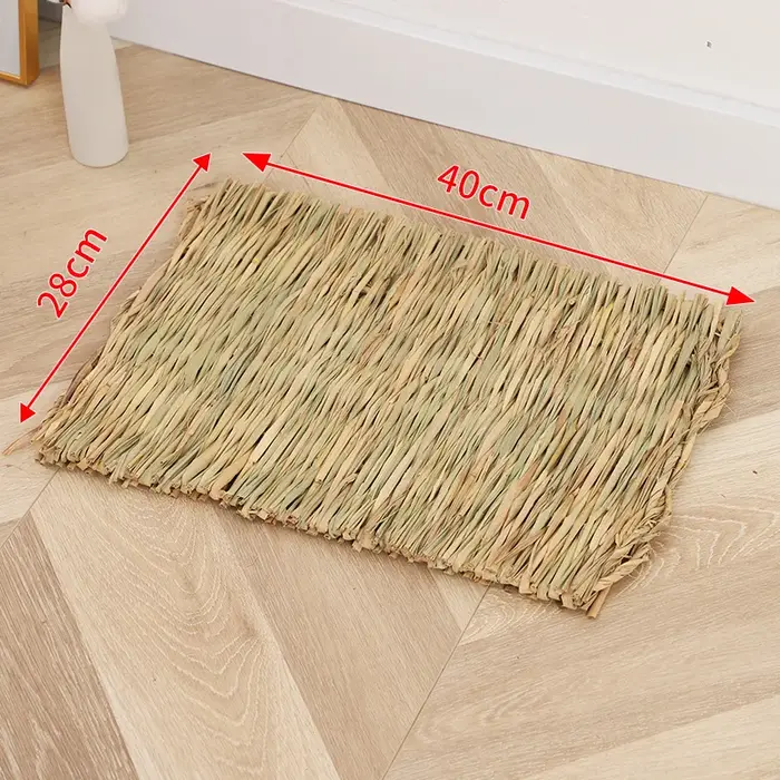 Tapis d'herbe de lapin respirant tissé à la main en paille