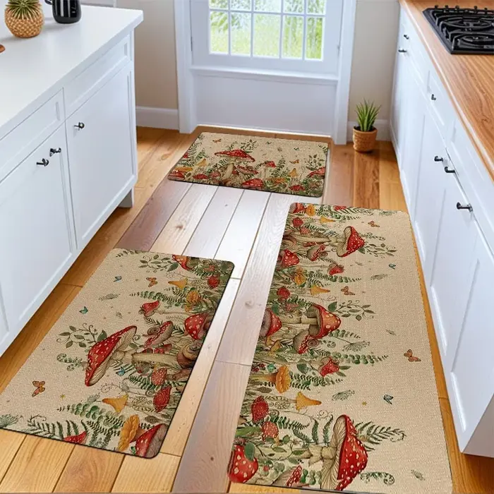 Tapis style champignon et papillon