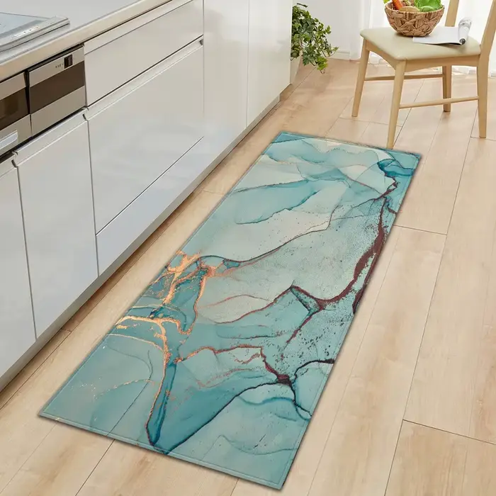 Tapis de sol de cuisine à motif de marbre, décoration avant de porte