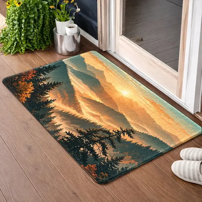Tapis d'entrée antidérapant thème western Rétro Cowboy Rodeo avec cactus et fer à cheval