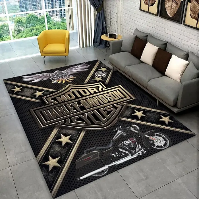 Tapis antidérapant rétro H-Harleys Racing Moto pour salon
