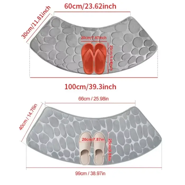 Tapis de sol de salle de bain en relief, 1 pièce, tapis festonné incurvé, antidérapant, absorbant, pour toilettes, douche, bain