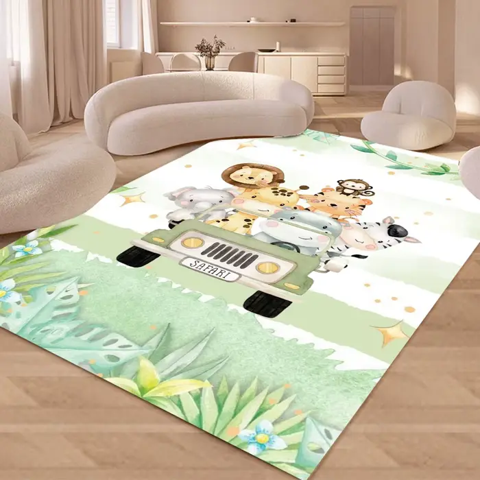 Tapis imprimés d'animaux de la Jungle 3D