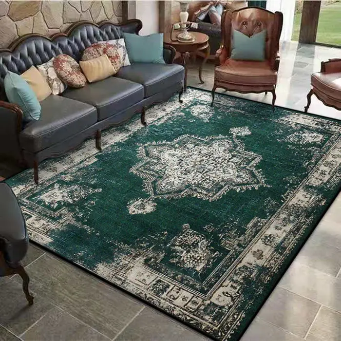 Tapis de sol antidérapant vert Persia, décoration de salon, chambre à coucher, facile à nettoyer, po