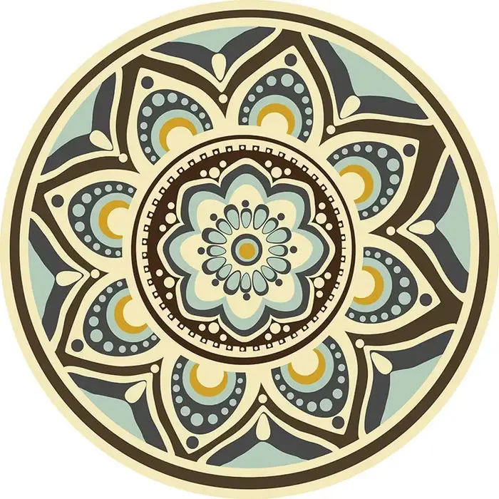 Polymères de sol Ethnic Persian Mandala Round Lea